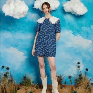 NWT Sister Jane contrast collar denim mini dress in blue
